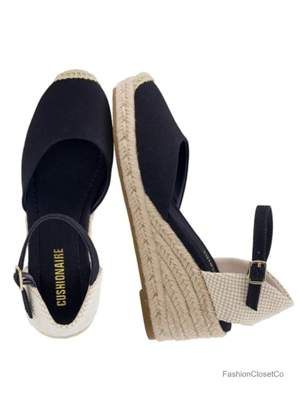 Closed Toe Wedge Espadrilles Platform Sandals with Adjustable Buckle